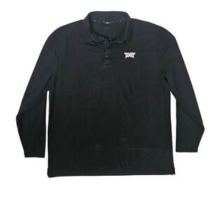 PXG Long Sleeve Polo Shirt Mens XL Black Good Cotton Blend Stretch Performance